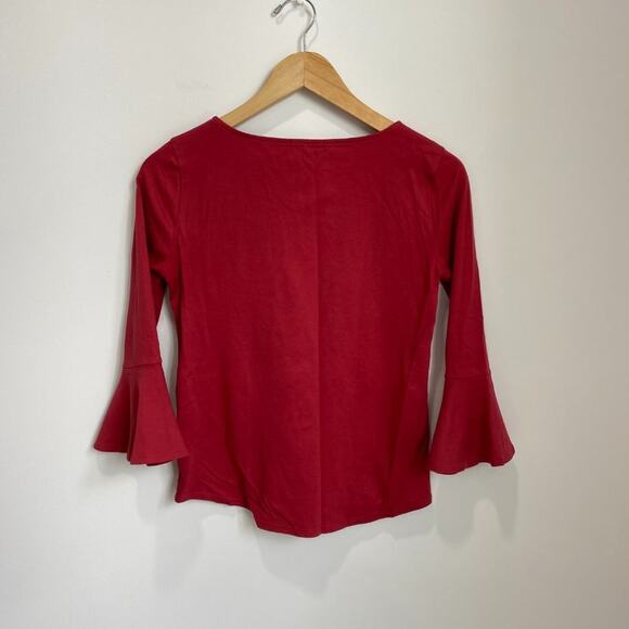 J. Crew Mercantile Red Bell Sleeve Top Size XXS - Picture 2 of 5